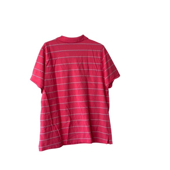 Lands End Pink & White Striped Polo Shirt 1X Cotton Womens Size 16W-18W - Picture 9 of 9
